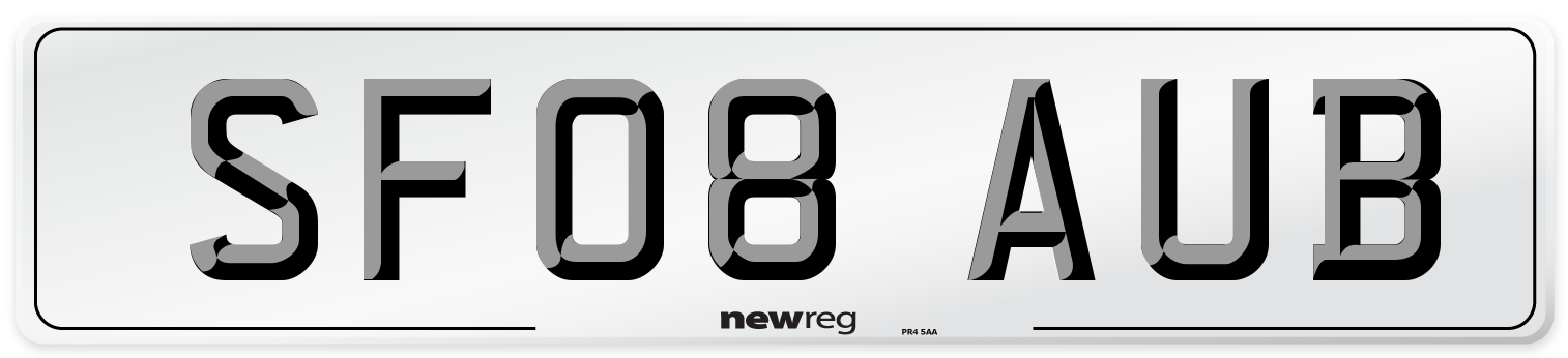 SF08 AUB Number Plate from New Reg